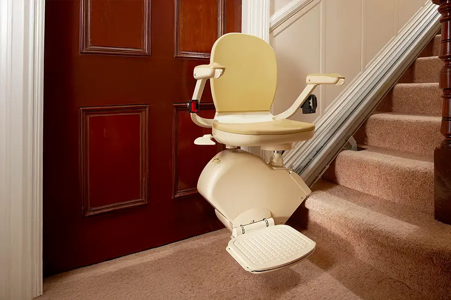 Freedom Stairlifts Straight Stairlift 4 with the standard natural colour upholstery